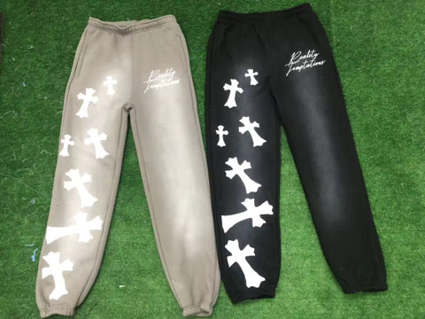 (Oversized)Reality temptations SweatPants (Ribbed Bottom)
