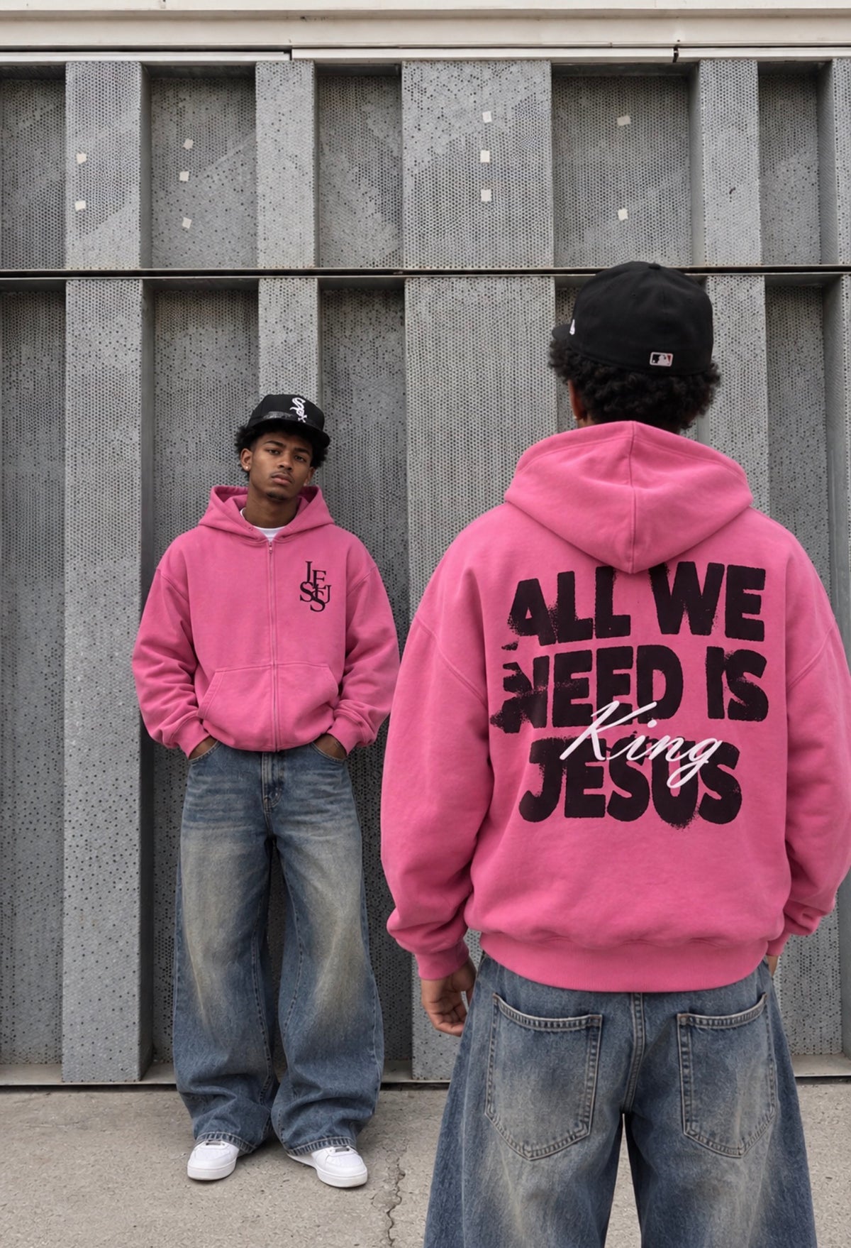 Pink Zip -Up Hoodie